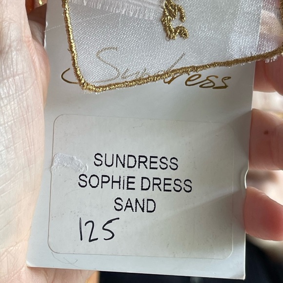 NWT Sundress Sophie Revolve Shiny Metallic Halter Maxi Resort DRESS in SAND Gold - Picture 13 of 14